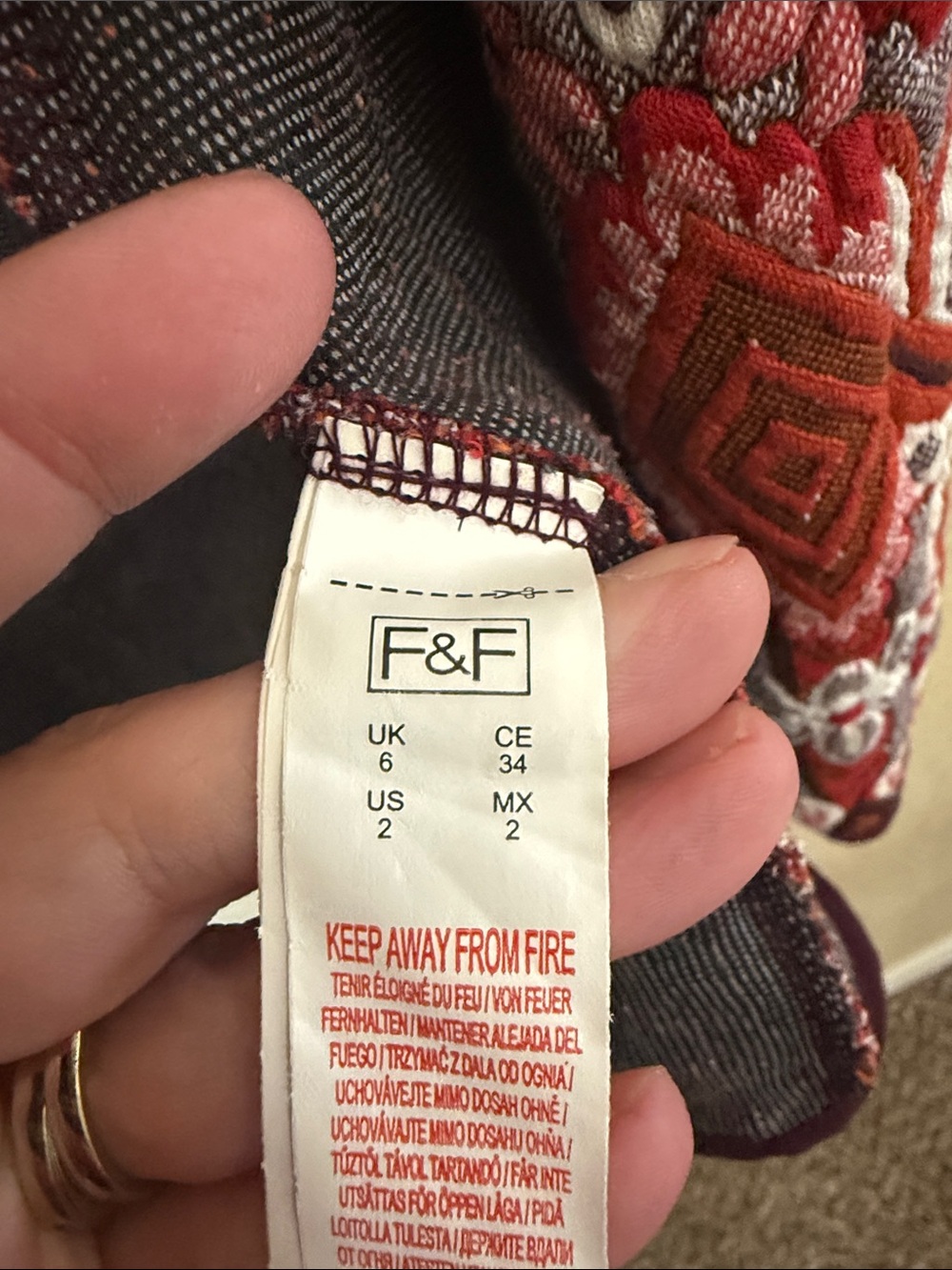 F&F Red and White Patterned Open-Front Jacket - Picture 5 of 5